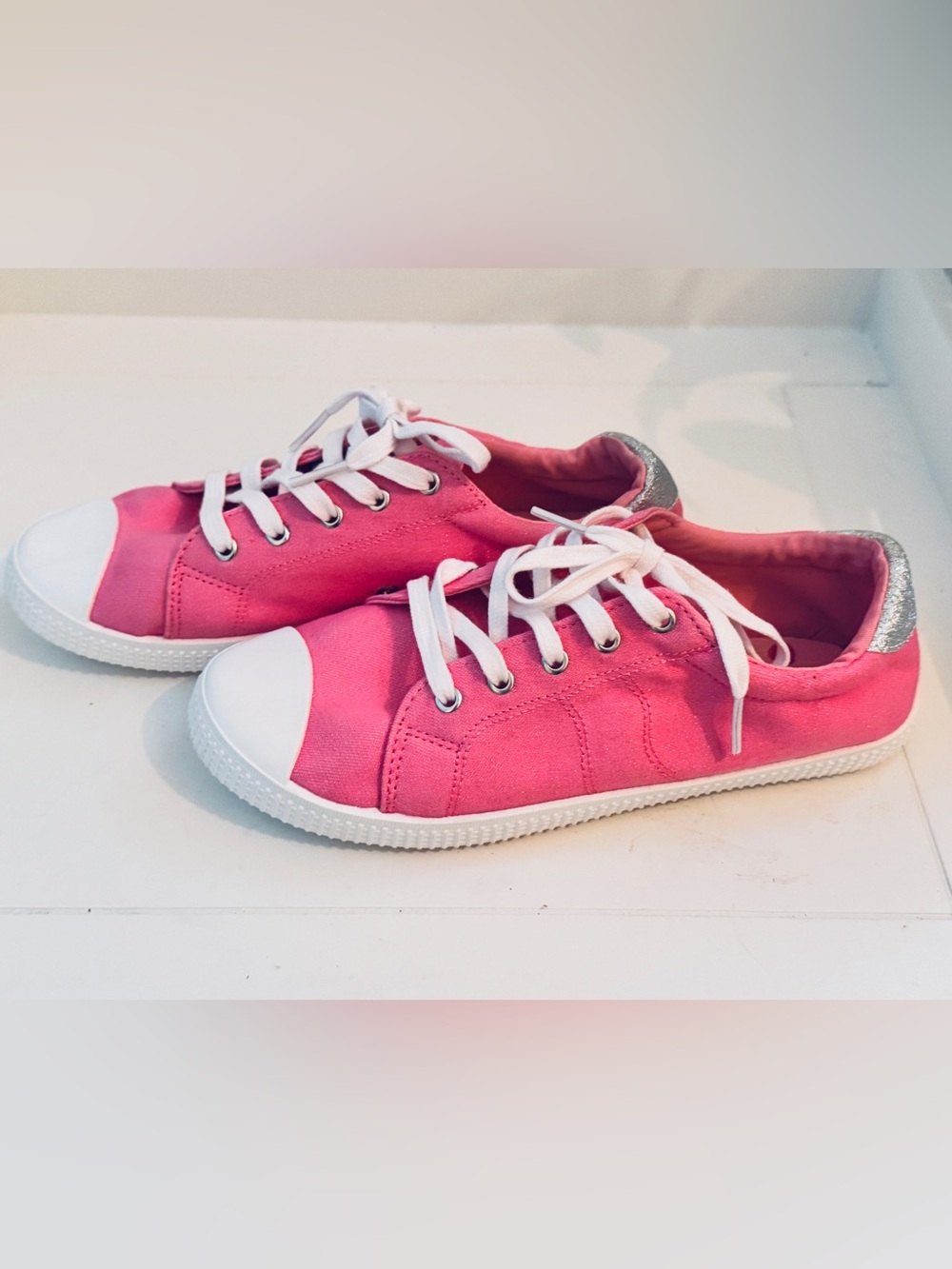Roxy Pink Canvas Kids Sneakers with White Accents